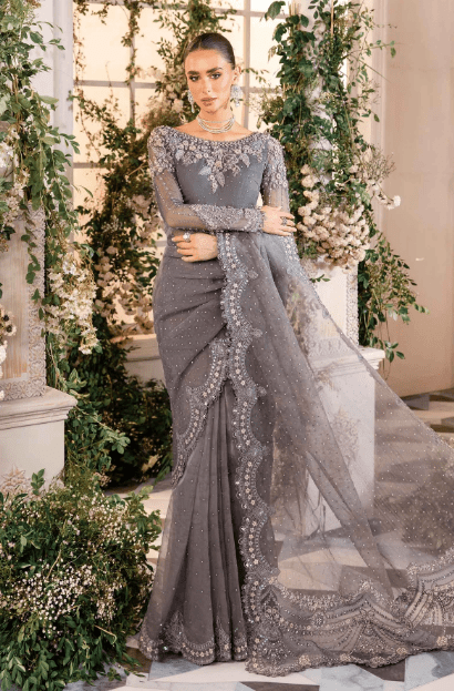 Maria B 2902 Grey Saree – Elegance in Every Drape