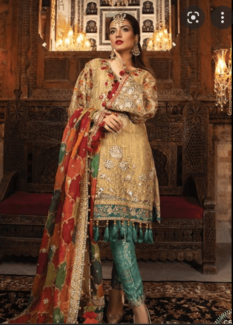 MARIA B EMBROIDERED STICHED 48 SIZE SUIT