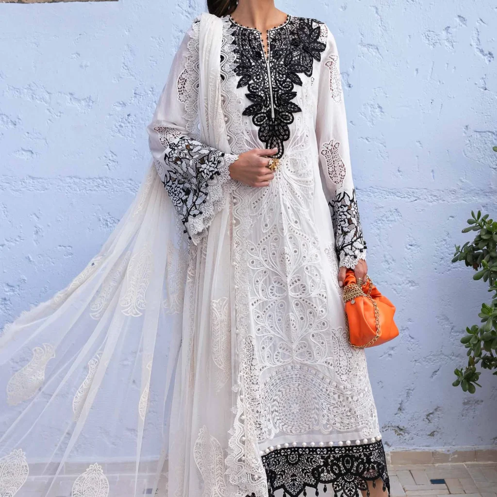 Maria B Lawn D2505A Embroidered Paper Cotton Suit Salai Karai Usa