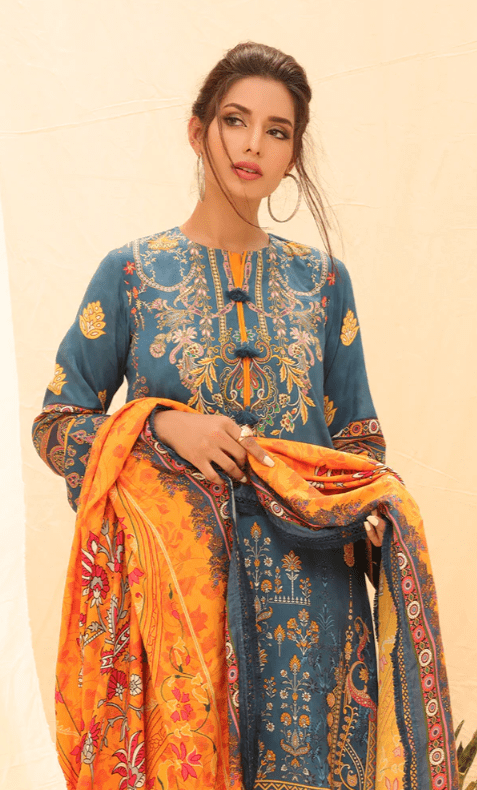 Alternative view of WINTER PRINTED LILEN STICHED SUIT LATEST COLLECTION 4