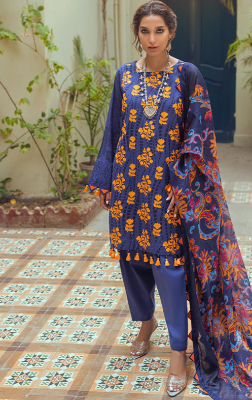 3 pcs lawn embroidered stiched suit latest collection 8