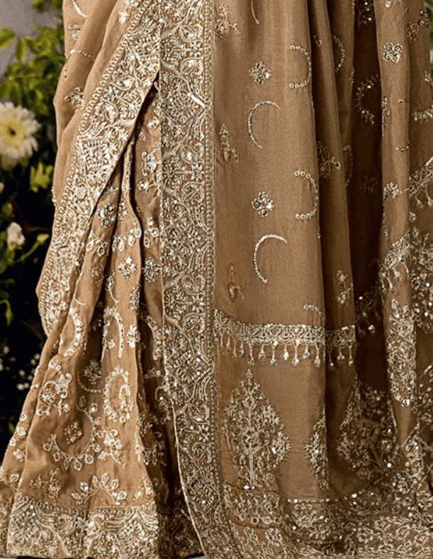 Alternative view of Light Brown Wedding Collection Saree 2024