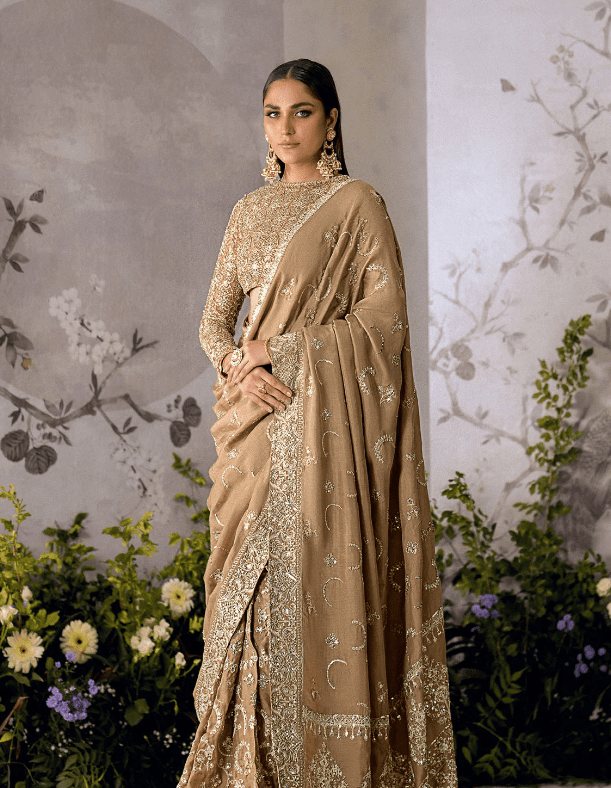Light Brown Wedding Collection Saree 2024