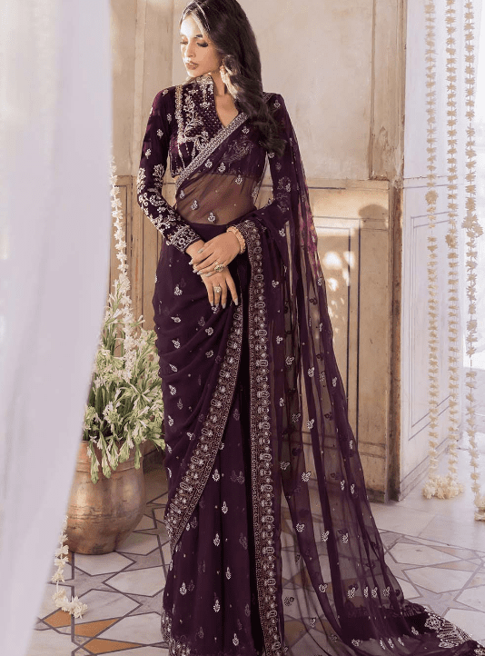 tourmaline velvet Wedding Collection Saree 2024