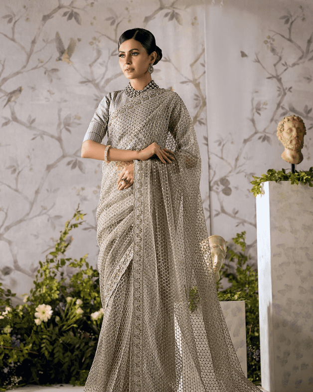 Stone Grey Wedding Collection Saree 2023