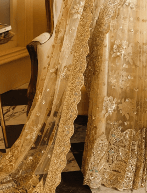 Alternative view of Gold Net Embroidered Saree Collection 2023