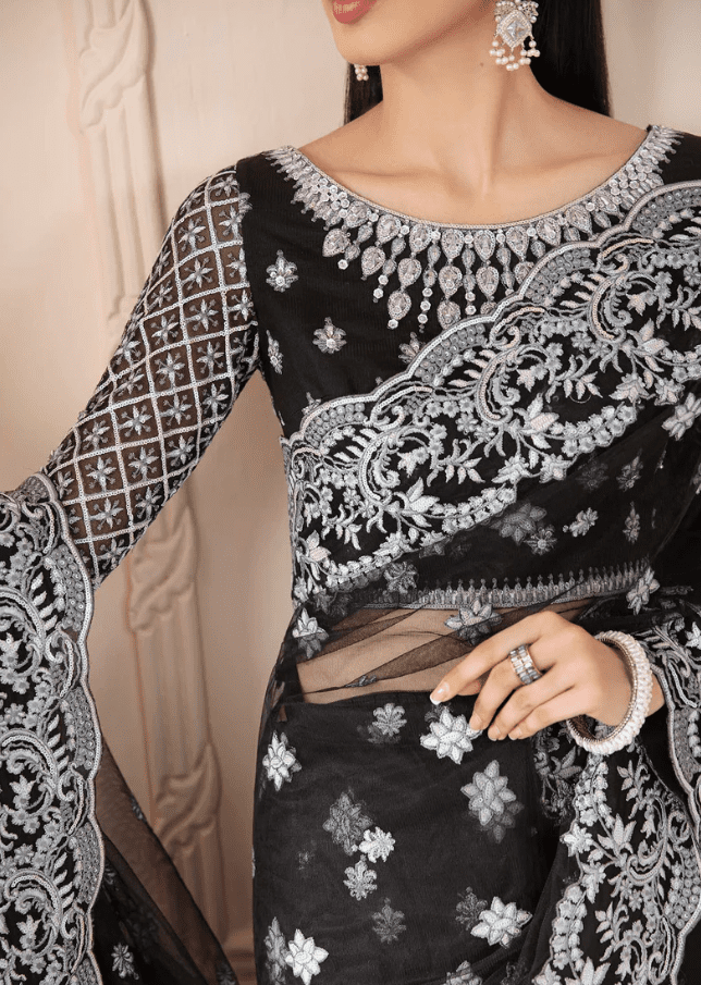 Alternative view of BLACK SAREE 01 NET Embroidered Latest Collection 2023