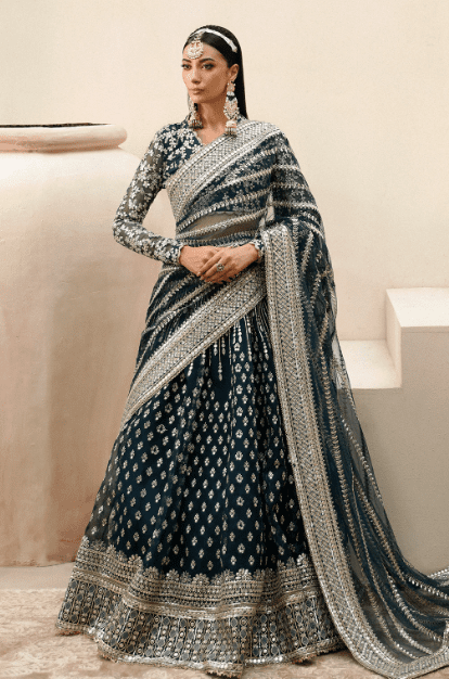 Teal Green Bridal Lehenga Latest Weeding Collection 2024