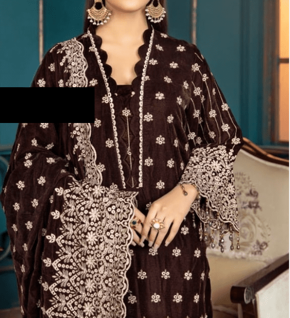 Alternative view of MAKHMAL VELVET 2 PCS EMBROIDERED COLLECTION 2022