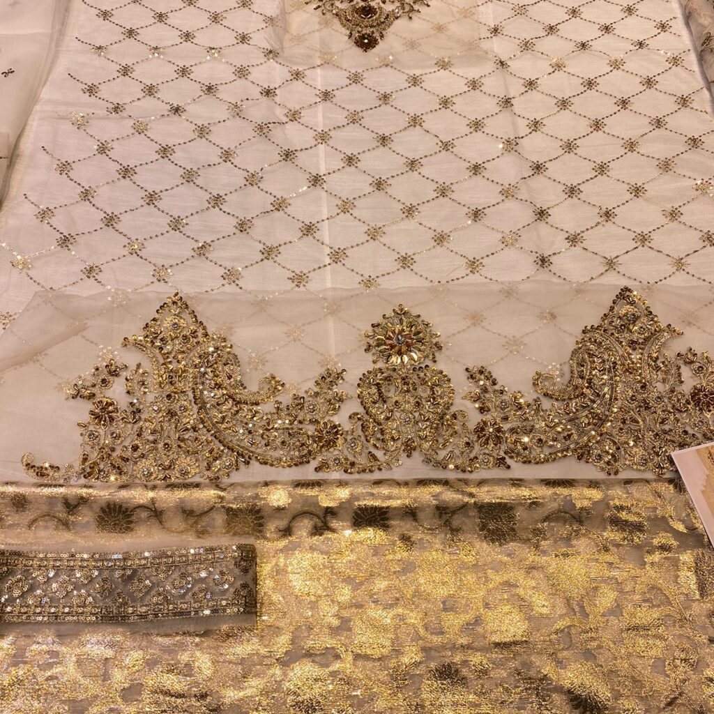 Alternative view of Maria B Ivory Gold Handmade work MC-047 Latest Collection