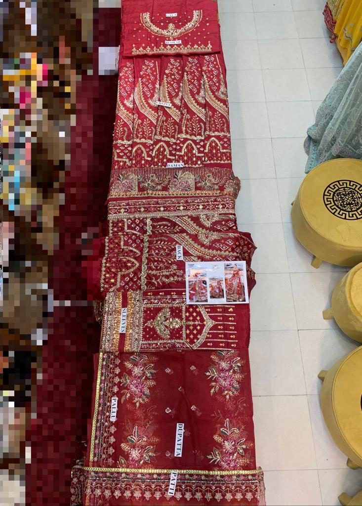 Alternative view of Party Wear Red Long Maxi Handmade Frok Latest Collection 2022