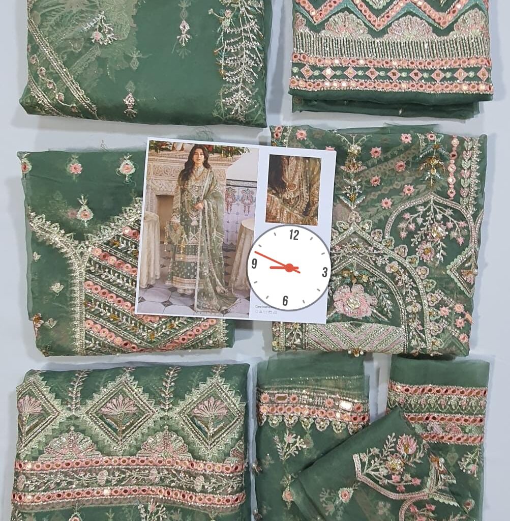 Alternative view of Party Wear Stitched Organza Aqua Green Embroidered Shalwar Kameez Dress