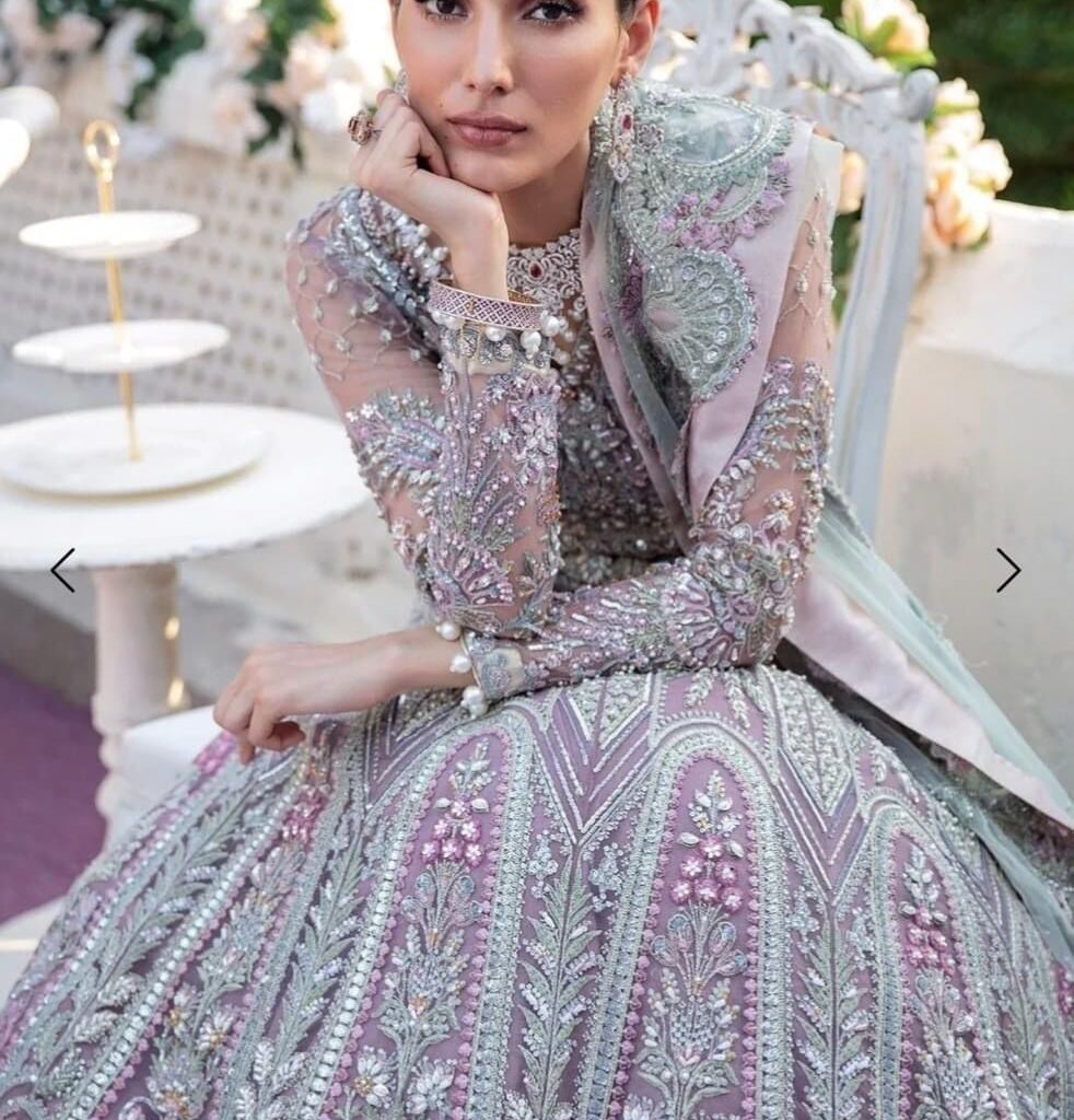 Alternative view of Party Wear Stitched Embroidered long Maxi Dress Latest Collection 2025