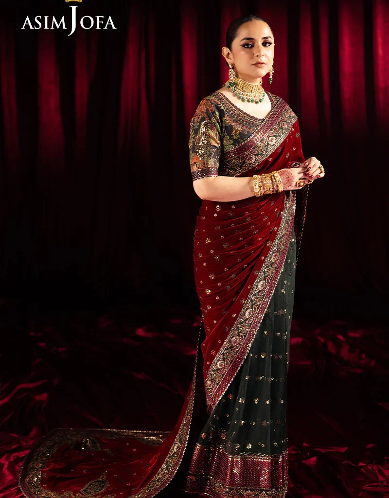 Alternative view of Buy Asim Jofa Velvet Saree Online in the USA – Elegance Redefined