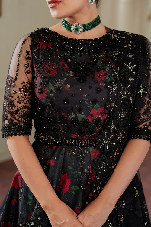 Alternative view of Baroque Black Embroidered Maxi V13-D05 – Floral Dress