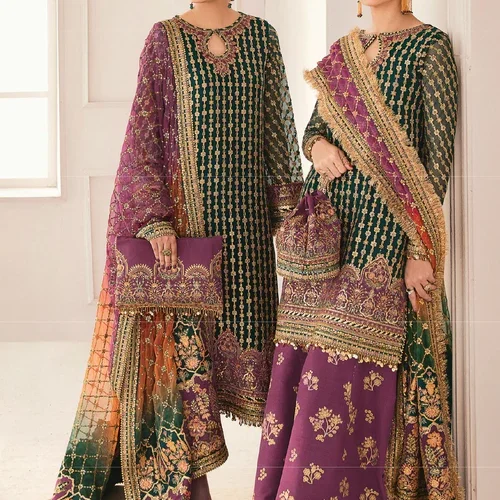 slim fit dress slacks Pista to Mehendi multi colour lehenga choli for women bridal wear mehe main image 0