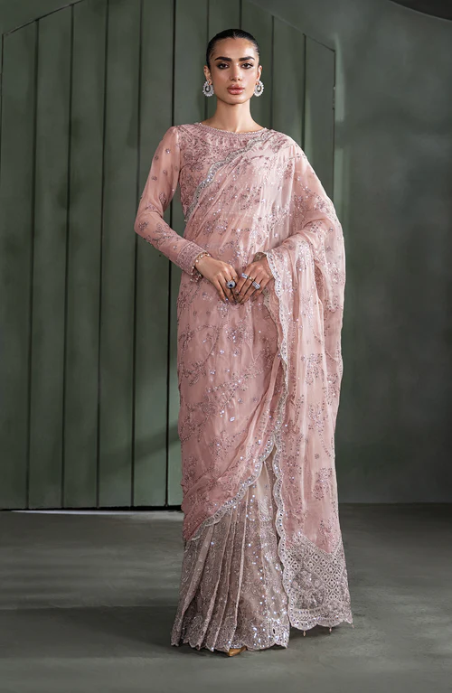 Blush Pink Saree – Elegant Embroidered Party Wear | Salai Karai USA