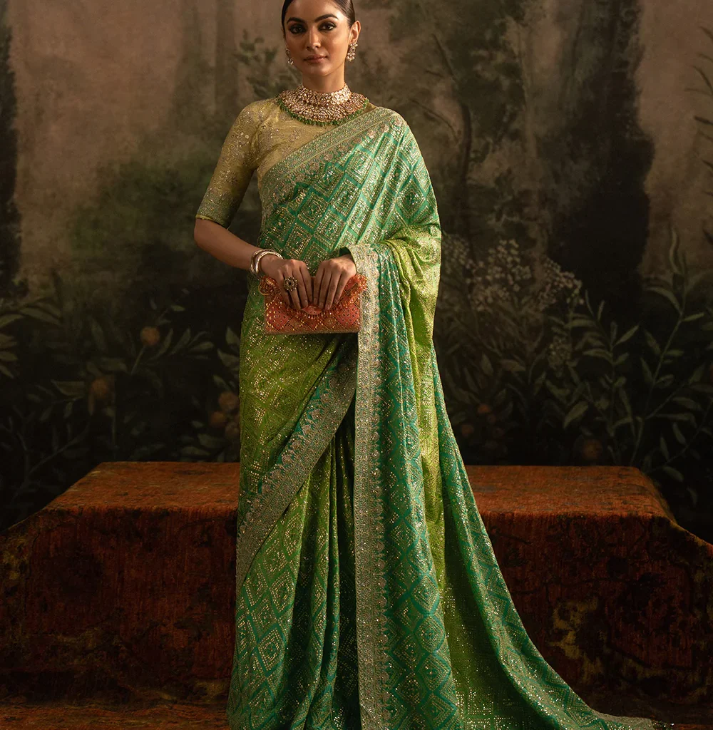 Green Golden Saree for Wedding & Party Wear – Salai Karai USA