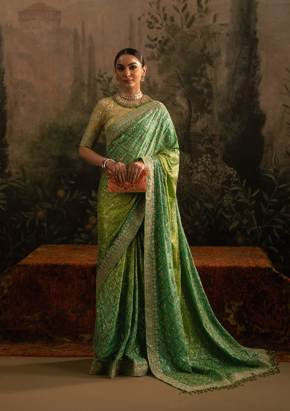 Green Golden Saree for Wedding & Party Wear – Salai Karai USA
