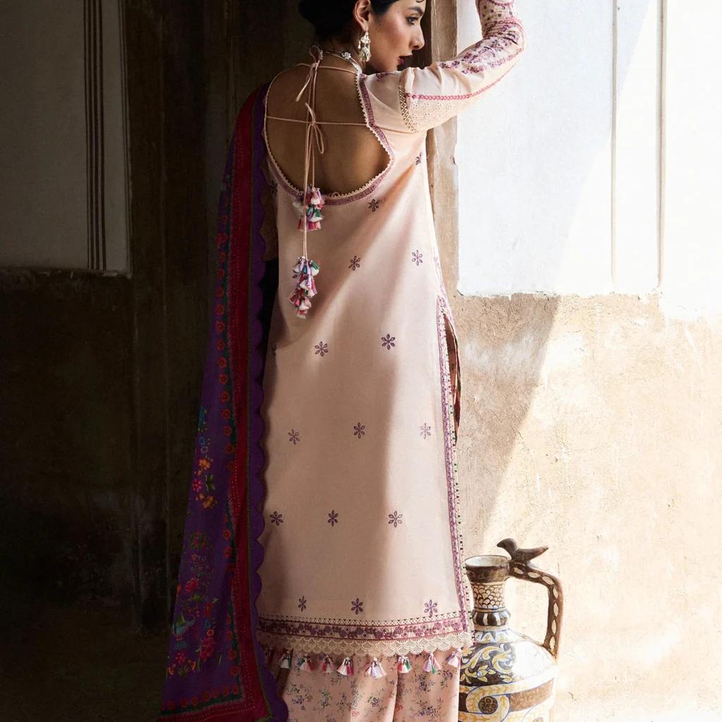 Alternative view of Hussain Rehar Nirmal Collection – Custom Stitched Lehr Lawn Suit (3PC) for USA Women