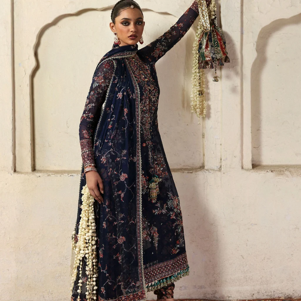 Alternative view of Hussain Rehar Rabab Chiffon Suit with Silk Chooridar | Salai Karai USA