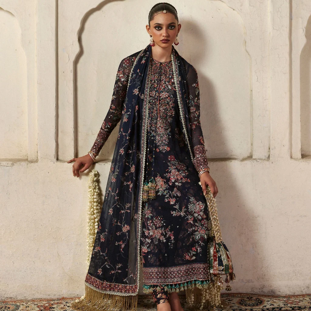 Hussain Rehar Rabab Chiffon Suit with Silk Chooridar | Salai Karai USA