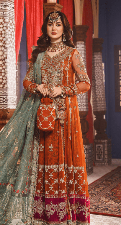 Alternative view of Maria B Stitched MBROIDERED Burnt Orange Fuchsia Pink (BD-2506)