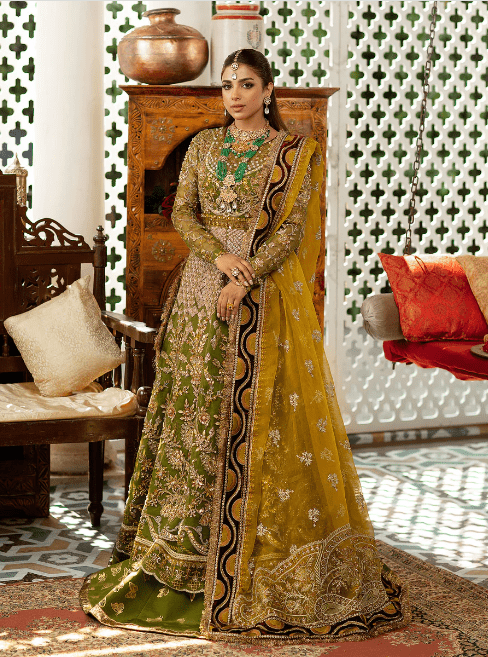 Party Wear Stitched Embroidered Lehenga Mehndi Collection 2025