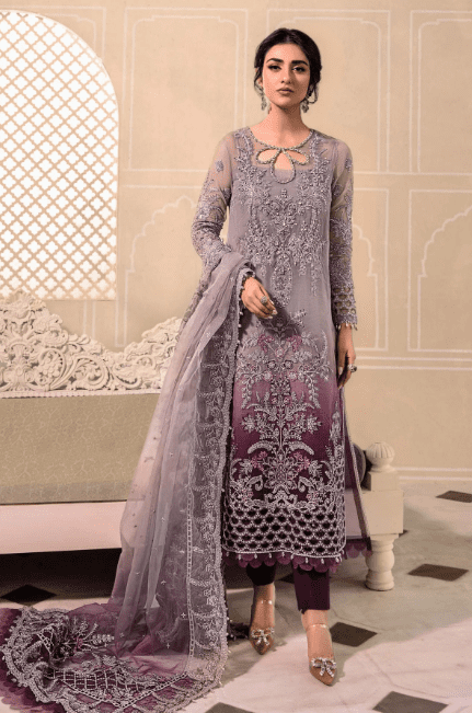 Maria B BD-2605 Stitched MBROIDERED Plum Latest Eid Collection 2023