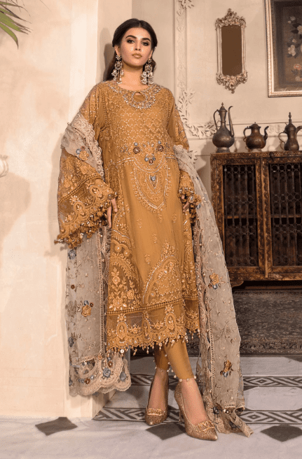Maria B Mustard BD-2606 Stitched Embroidered Dress Latest Collection 2023