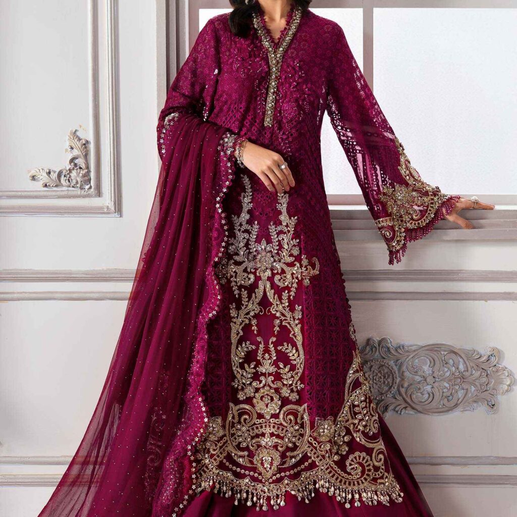 Maria B BD-3003 Stitched Embroidered Chiffon Suit – Custom Stitching by Salai Karai