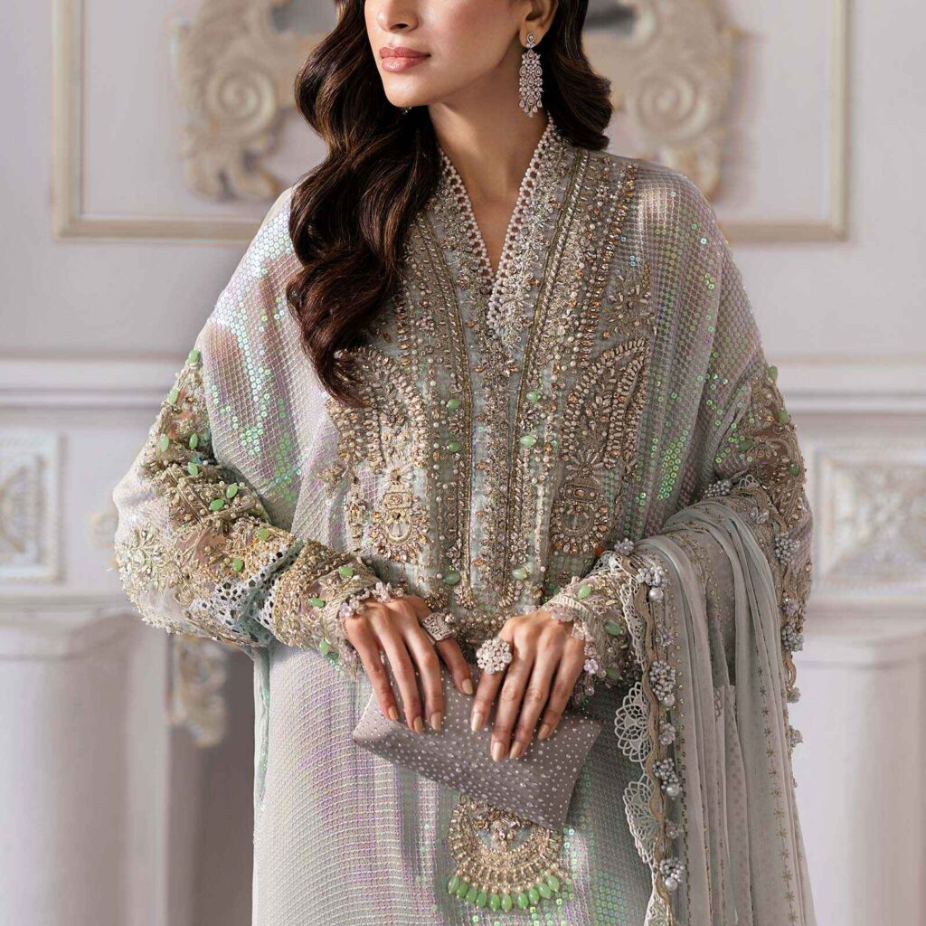 Alternative view of Maria B BD-3005 Ice Blue Chiffon Suit – Now Available in USA | Salai Karai