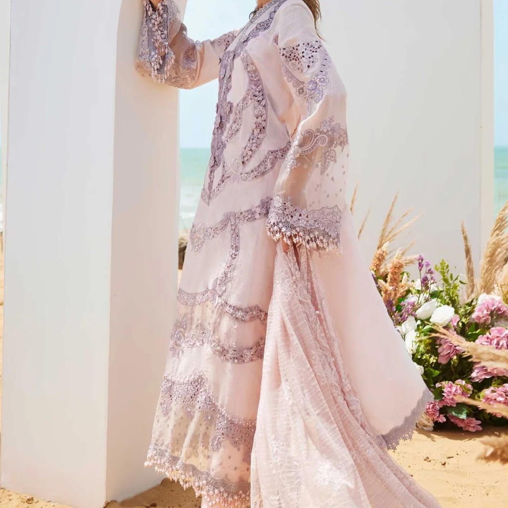 Alternative view of Maria B Eid Lawn 25-02 | Stitched Jacquard Lawn Suit – Salai Karai USA
