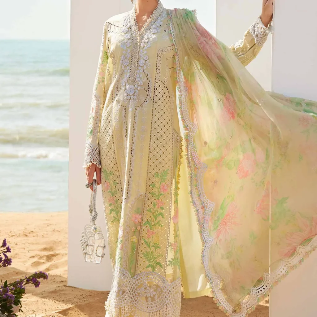Alternative view of Maria B 25-04 Stitched Embroidered Eid Lawn Suit | Salai Karai USA