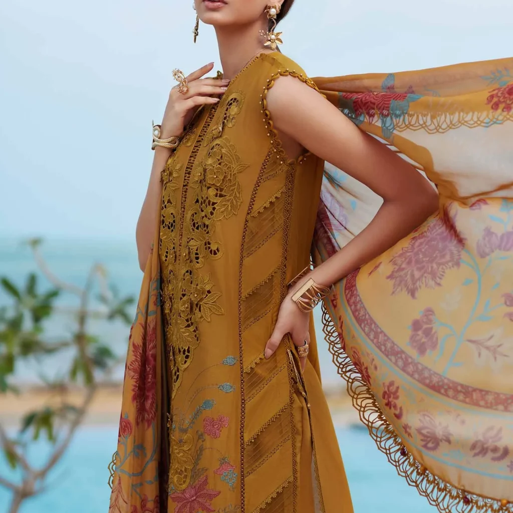Alternative view of Maria B EID LAWN-25-06 | Stitched Lawn Suit – Salai Karai USA