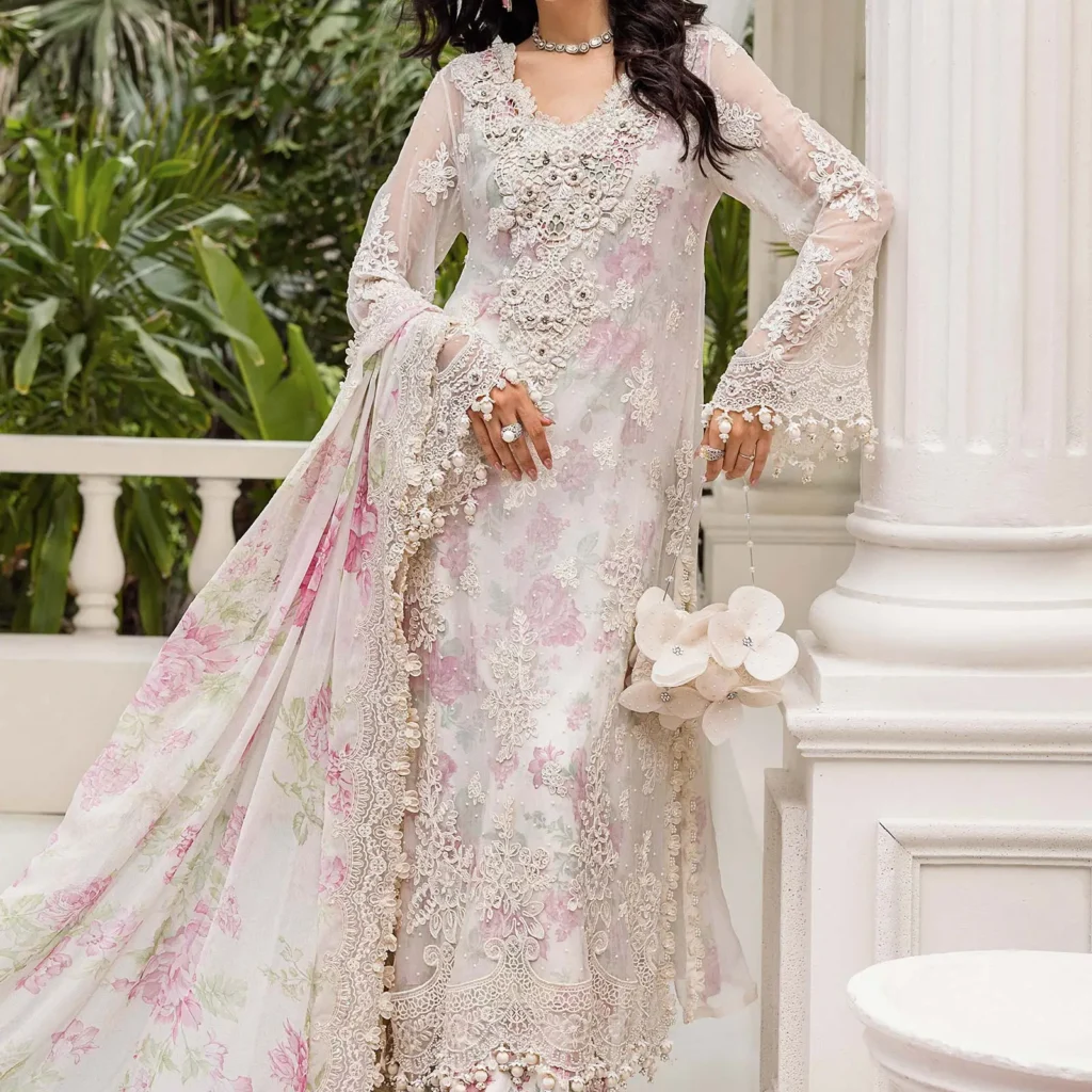 Maria B MPC-25-101 | 3 Piece Stitched Embroidered Chiffon Suit – Salai Karai USA