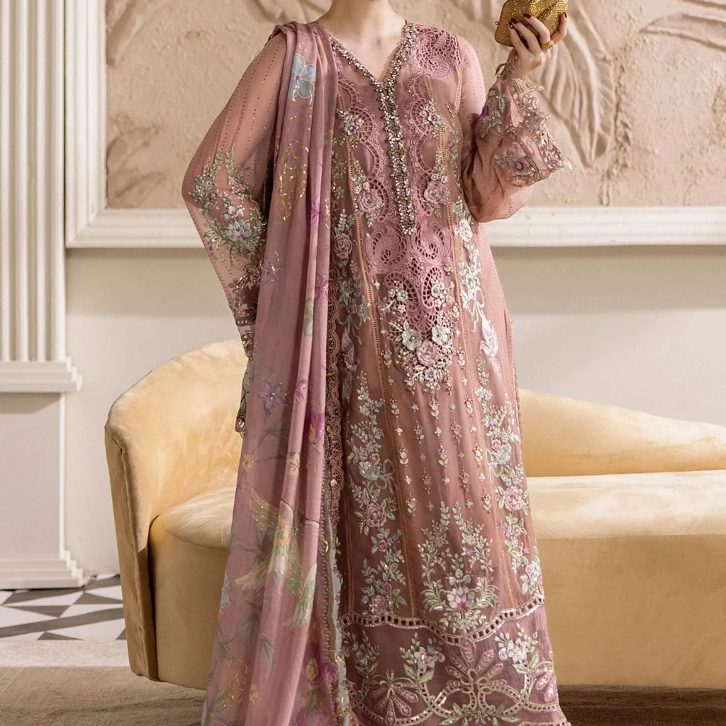 Maria B MPC-25-105 Black Embroidered Chiffon Dress |  Salai Karai USA