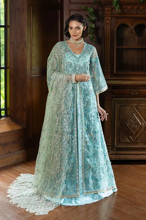 Mushq pk Endless Love Aqua Blue Dress | Salai Karai USA