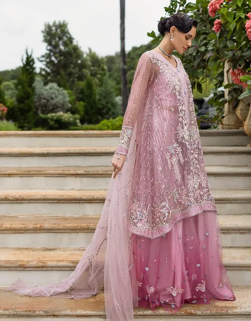 Alternative view of Mushq USA Pretty in Pink Dress | Luxury Embroidered Collection – Salai Karai