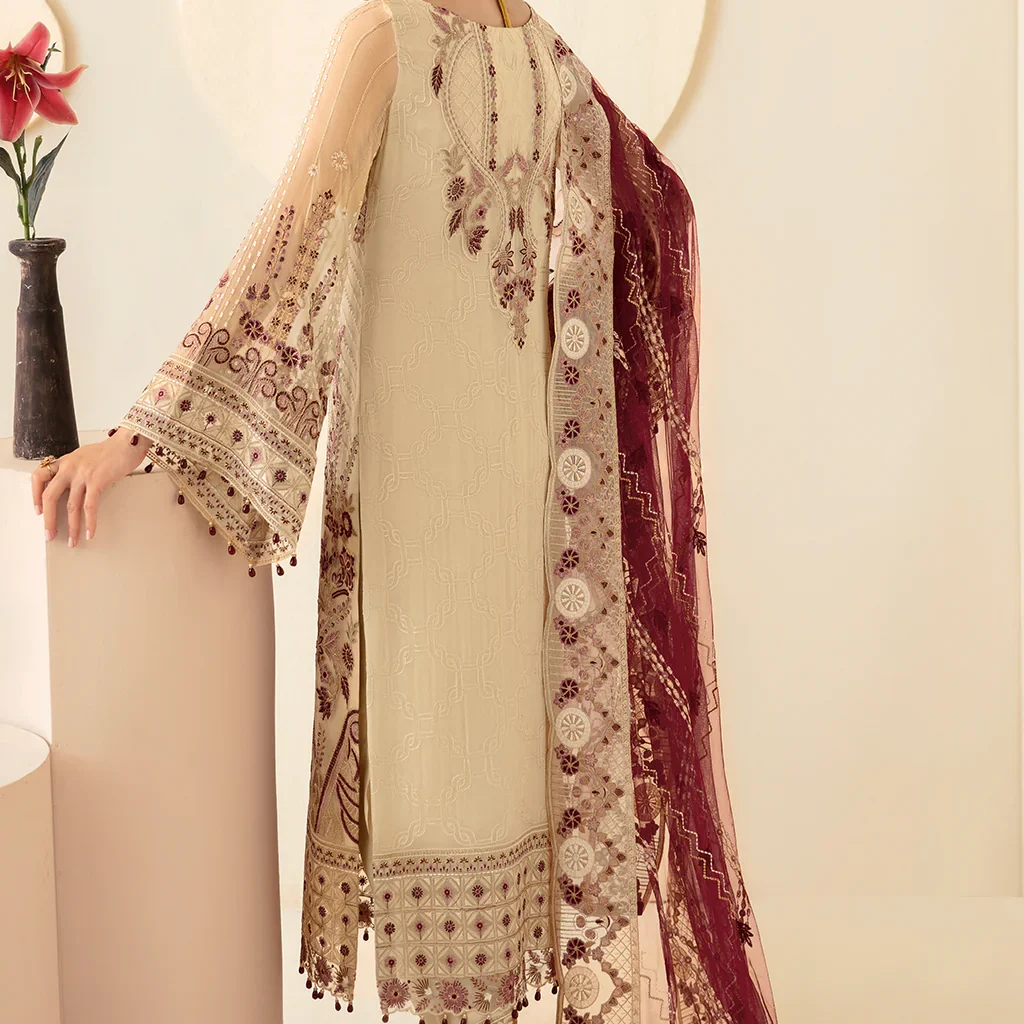 Alternative view of Stylish Pakistani Chiffon Salwar Kameez – Available for Delivery in the USA