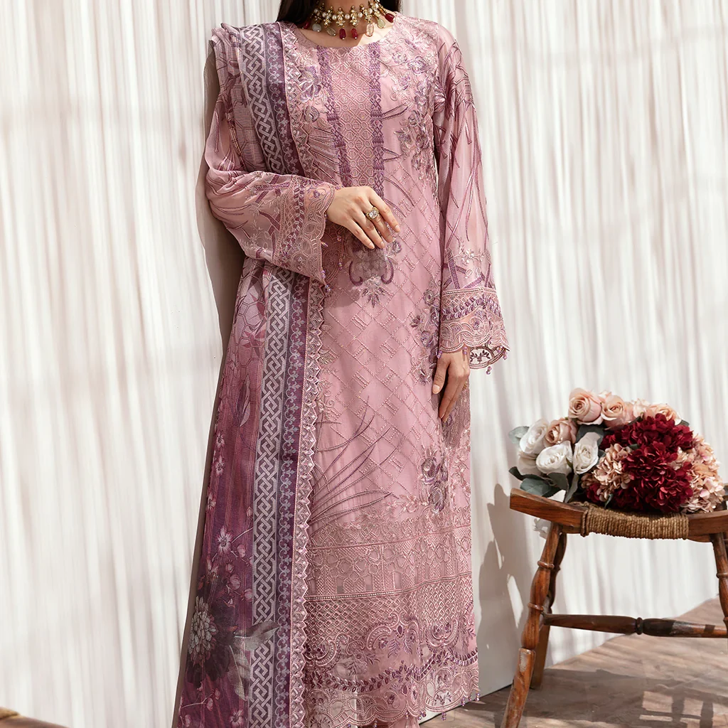 Buy Elegant Pink Chiffon Dress by Salai Karai – Perfect for USA Events