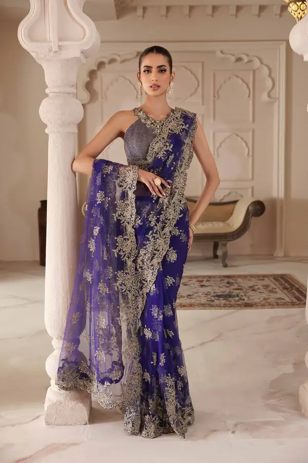 Purple Net Saree – Timeless Elegance with Sequin Work