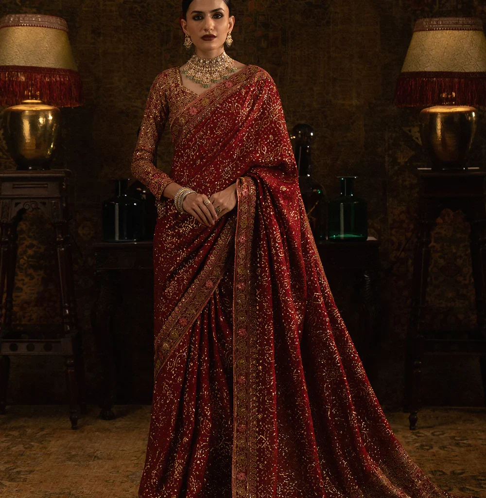 Red Saree for Wedding – Heavy Party Wear Saree by Salai Karai