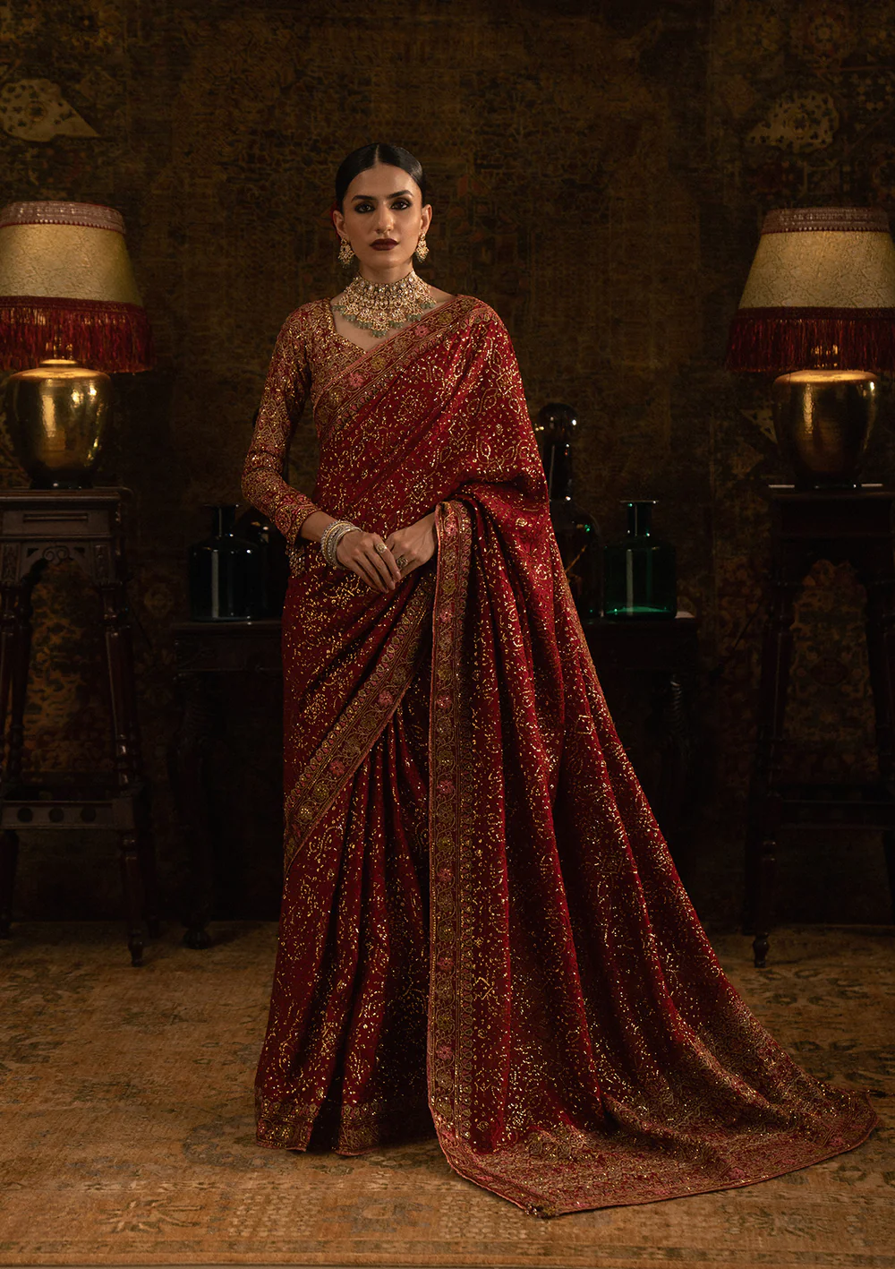 Red Saree for Wedding – Heavy Party Wear Saree by Salai Karai