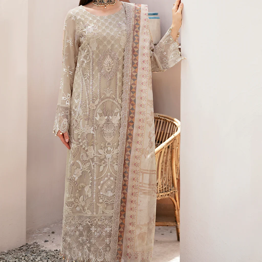 Salai Karai Chiffon Suit – Heavy Embroidery with Tilla Net Dupatta for Women