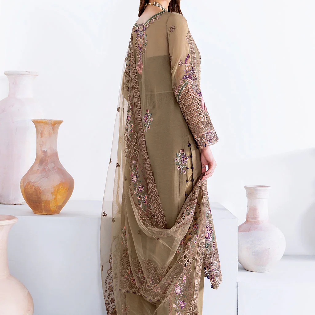 Alternative view of Salai Karai Chiffon Embroidered Dress SK-011 – Luxury Pakistani Fashion in USA