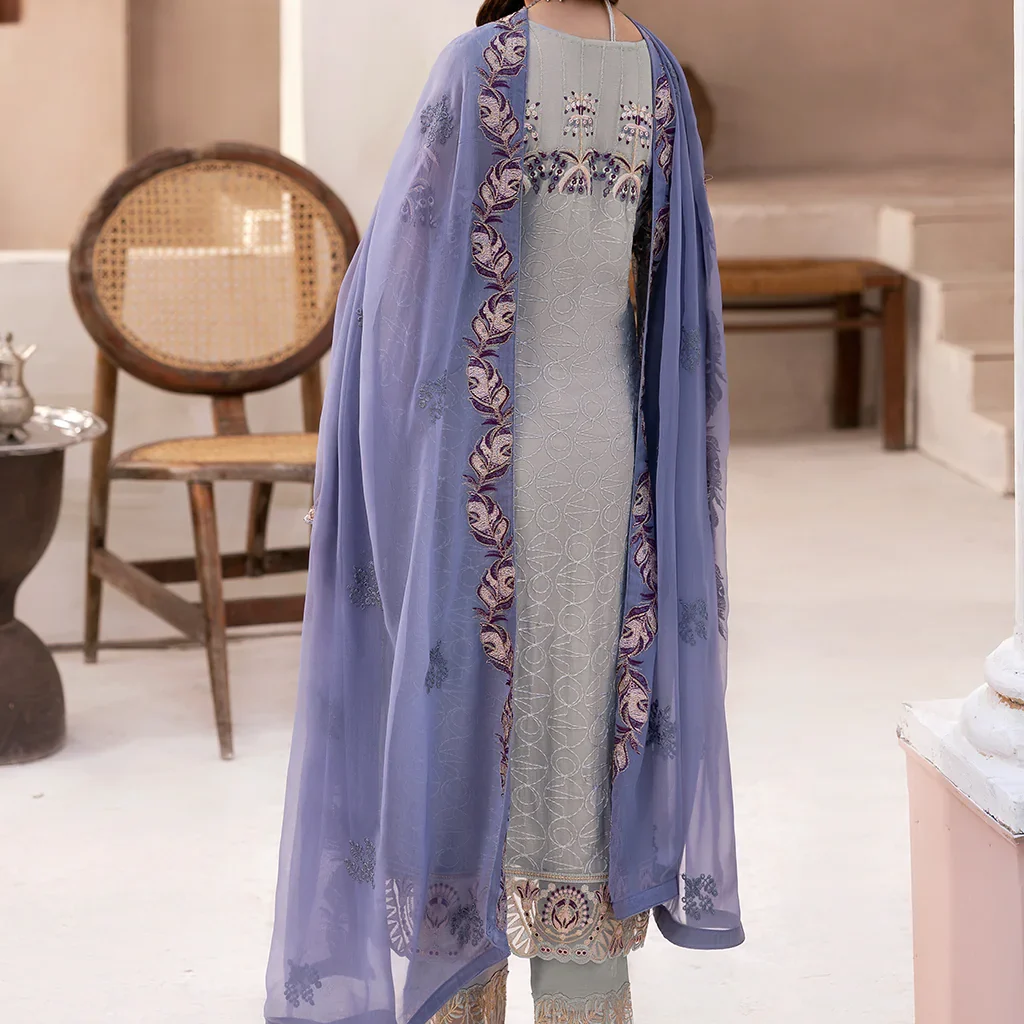 Alternative view of Salai Karai Pakistani Chiffon Embroidery Collection SK-013 –Dresses for USA