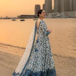 Back view of Faiza Saqlain Jehona Lawn Shirt with embroidered patterns