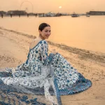 Blue dyed cambric trouser of Faiza Saqlain Jehona