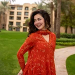 Faiza Saqlain Denisa embroidered neckline detail on lawn shirt